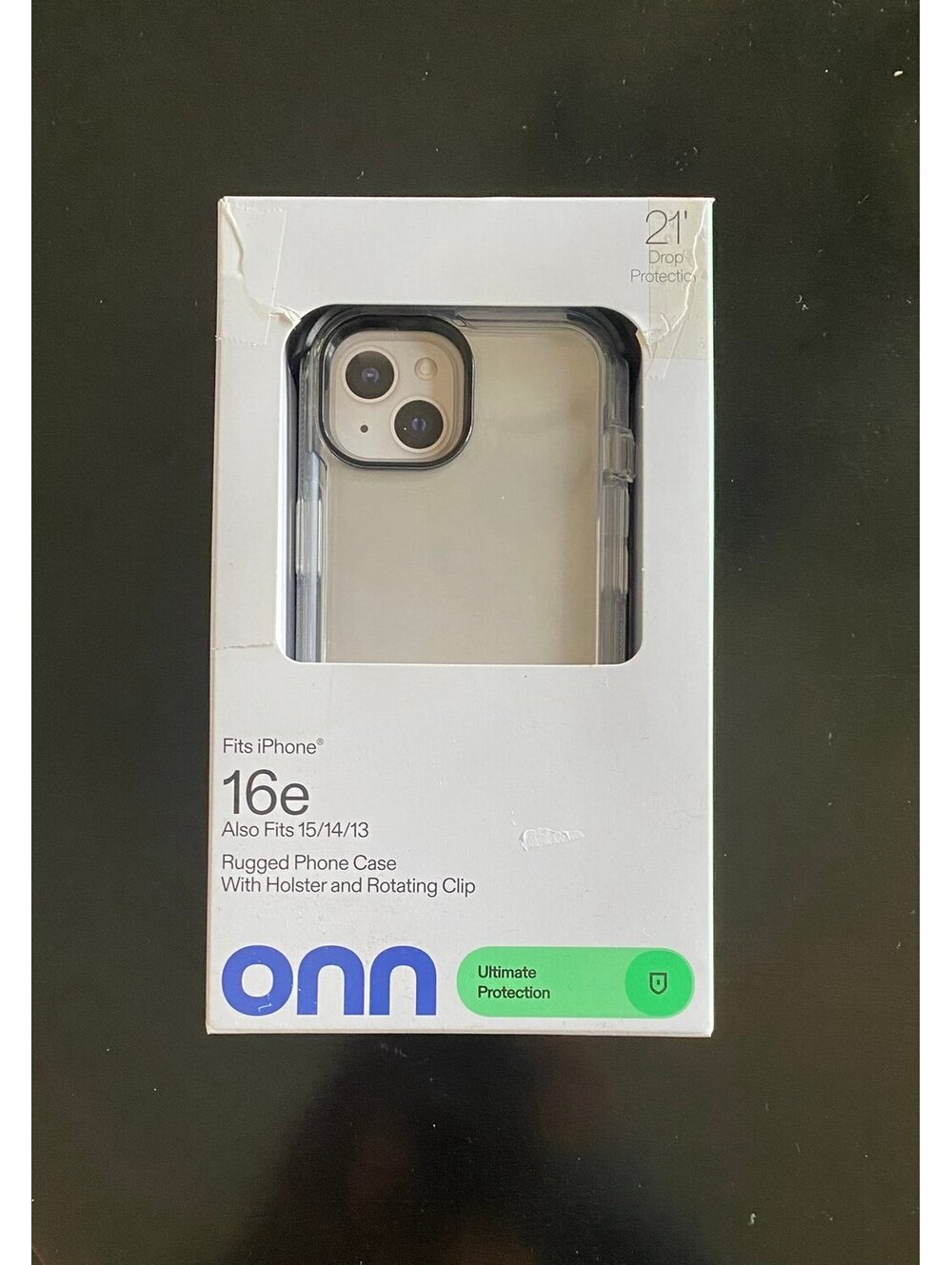 Onn Rugged Case with Holster for iPhone 16e/15/14/13 Clear